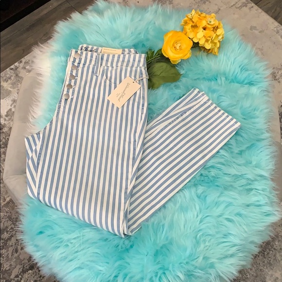 NEW! Blue And White Striped Skinny Jeans - Picture 1 of 6